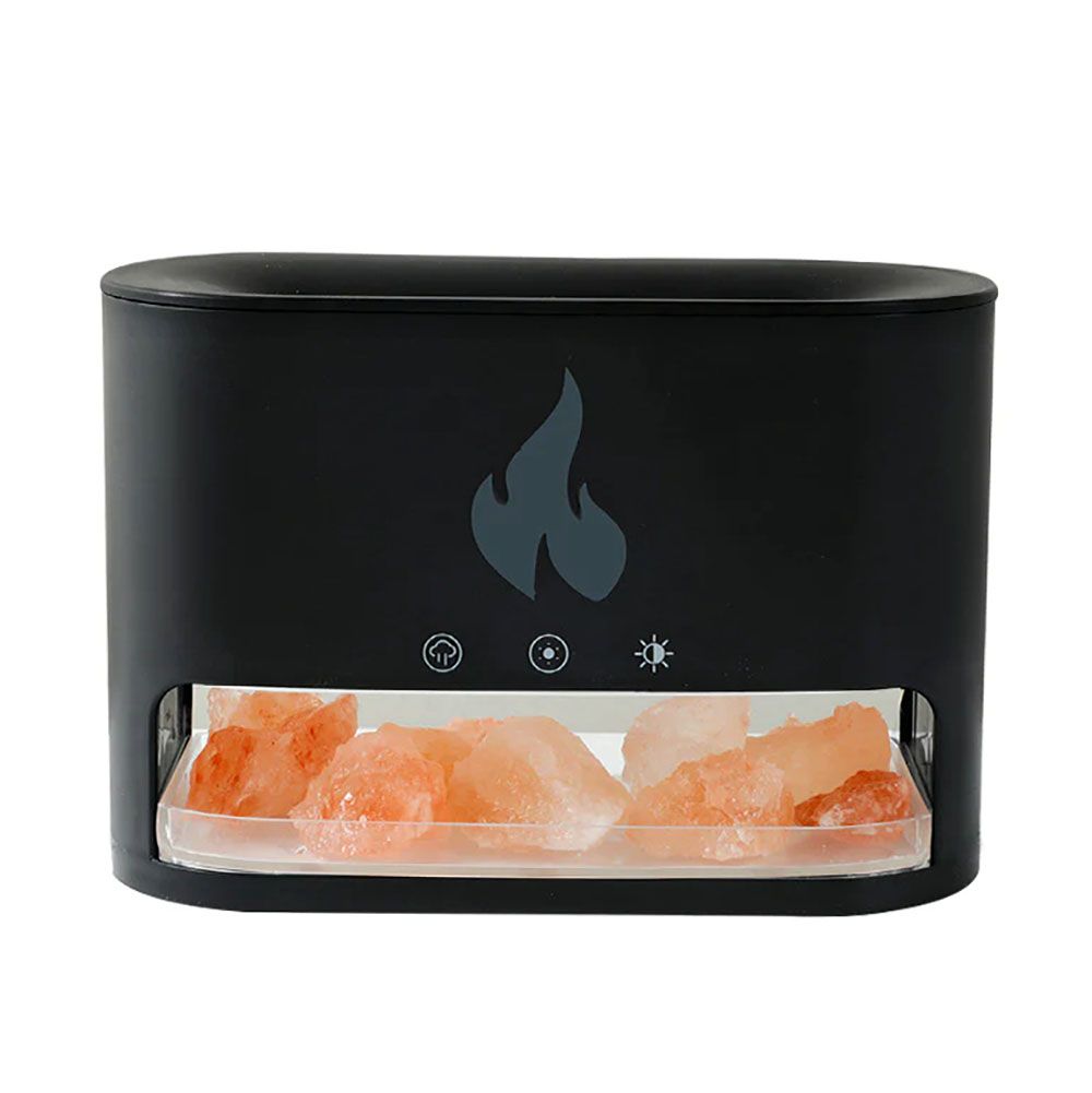 White Blaze Aroma Diffuser - Himalayan Salt Chamber - USB-C - Flame Effect (Salt included)